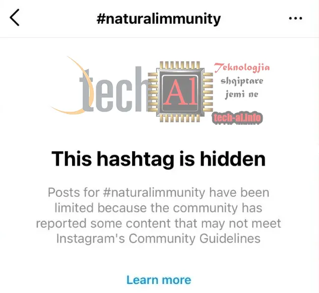 Instagram censuron shfaqen e hashtagut natural immunity